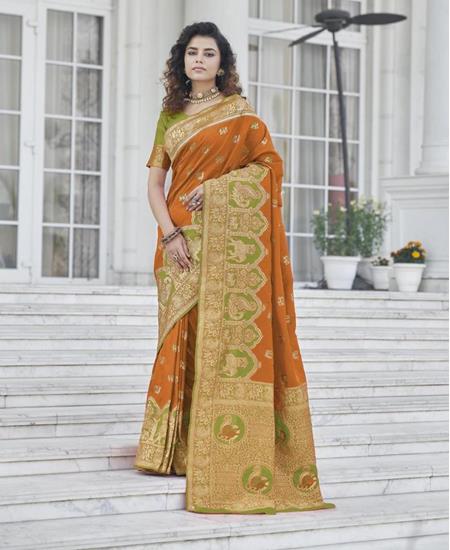 Picture of Delightful Mustard Silk Saree