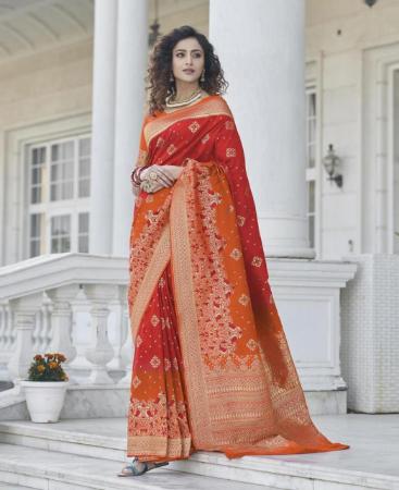 Picture of Grand Red Silk Saree