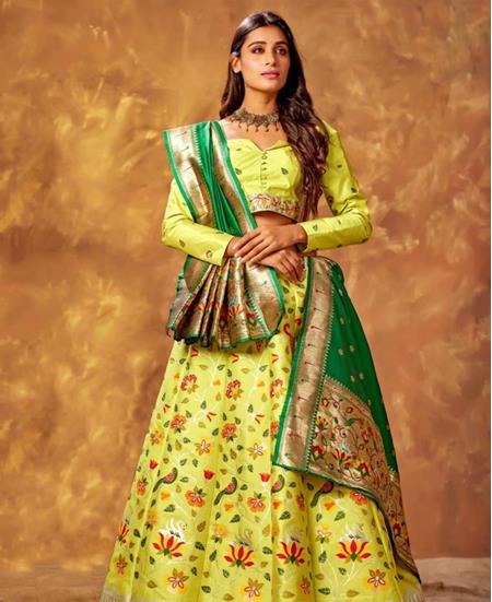 Picture of Appealing Yellow Green Lehenga Choli