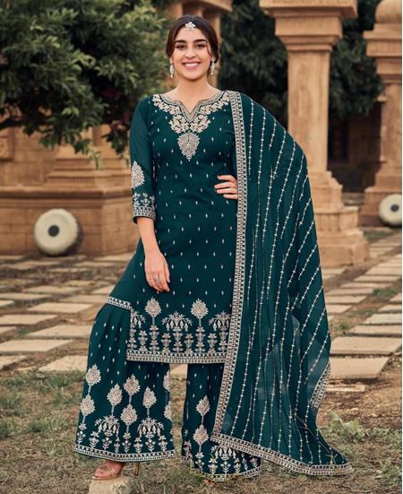 Picture of Grand Teal Straight Cut Salwar Kameez