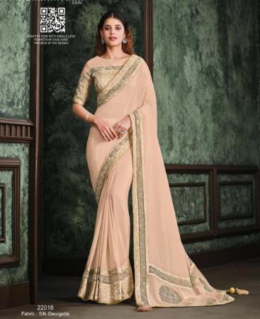 Picture of Lovely Peach Designer Saree