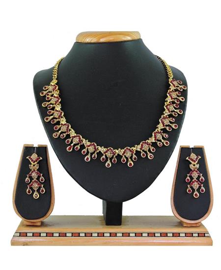 Picture of Graceful Maroon Necklace Set