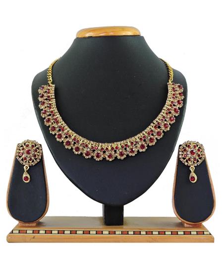 Picture of Alluring Maroon Necklace Set