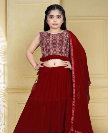 Picture of Charming Maroon Kids Lehenga Choli