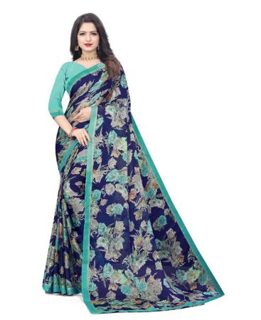 Picture of Pretty Blue Chiffon Saree