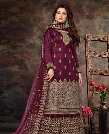 Picture of Resplendent Wine Designer Salwar Kameez