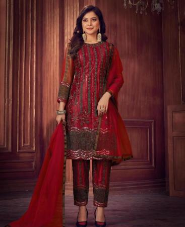 Picture of Marvelous Red Straight Cut Salwar Kameez