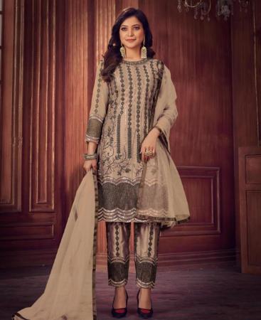 Picture of Marvelous Beige Straight Cut Salwar Kameez