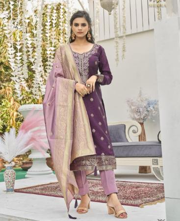 Picture of Delightful Wine Straight Cut Salwar Kameez