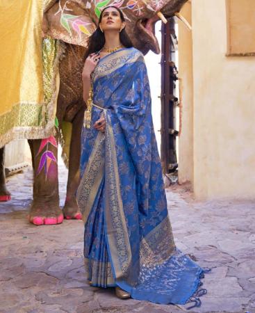 Picture of Sublime Royal Blue Silk Saree