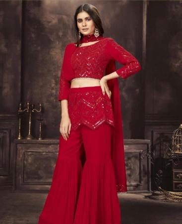 Picture of Sightly Red Readymade Salwar Kameez