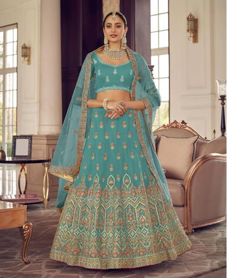 Picture of Graceful Turquoise Lehenga Choli