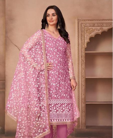 Picture of Radiant Onion Pink Straight Cut Salwar Kameez