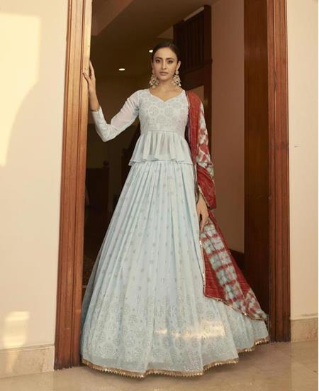 Picture of Pleasing Sky Blue Lehenga Choli