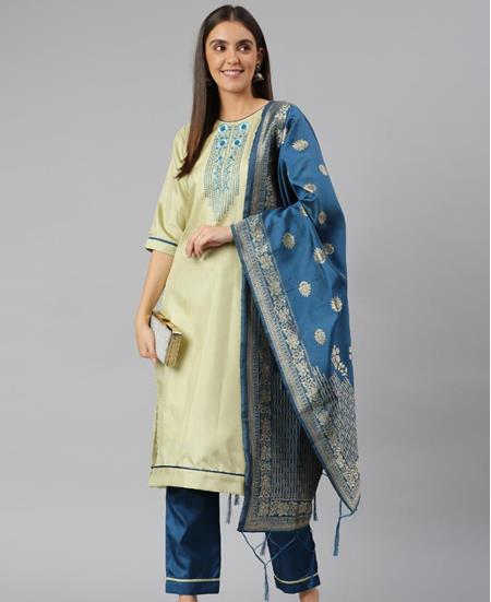 Picture of Graceful Pastel Mint Straight Cut Salwar Kameez