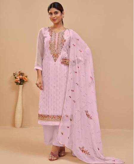 Picture of Resplendent Pink Straight Cut Salwar Kameez