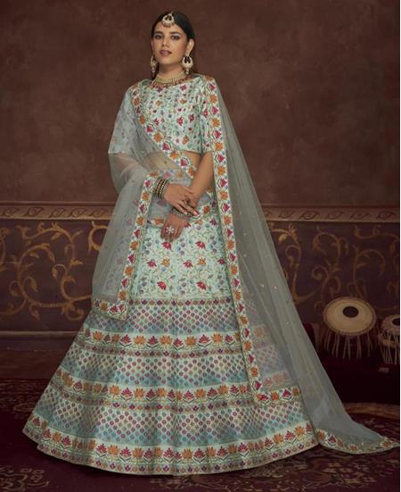 Picture of Gorgeous Sky Blue Lehenga Choli