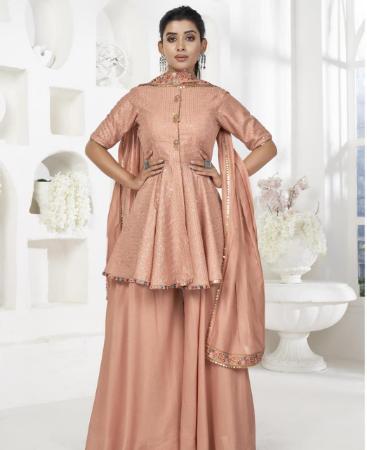 Picture of Elegant Peach Readymade Salwar Kameez