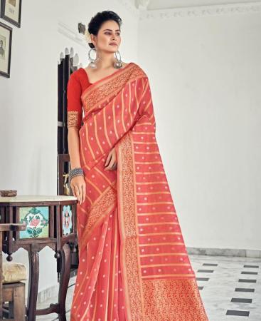 Picture of Well Formed Peach Casual Saree