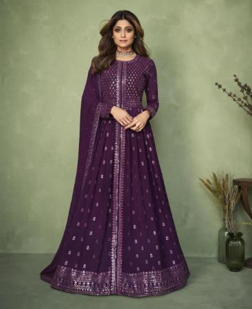 Picture of Alluring Wine Anarkali Salwar Kameez