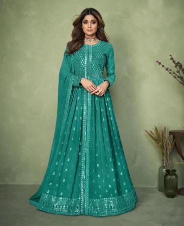 Picture of Delightful Blue Anarkali Salwar Kameez