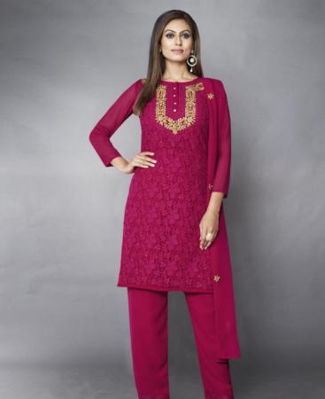 Picture of Resplendent Pink Straight Cut Salwar Kameez