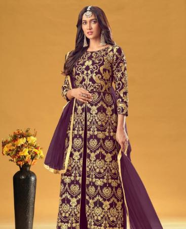 Picture of Splendid Wine Readymade Salwar Kameez