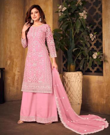 Picture of Comely Pink Straight Cut Salwar Kameez