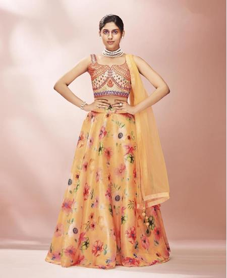 Picture of Gorgeous Mustard Lehenga Choli