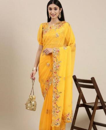 Picture of Comely Yellow Casual Saree