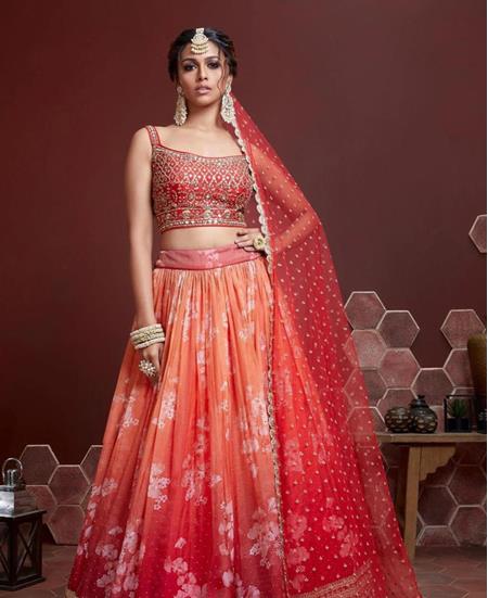 Picture of Excellent Orange Lehenga Choli