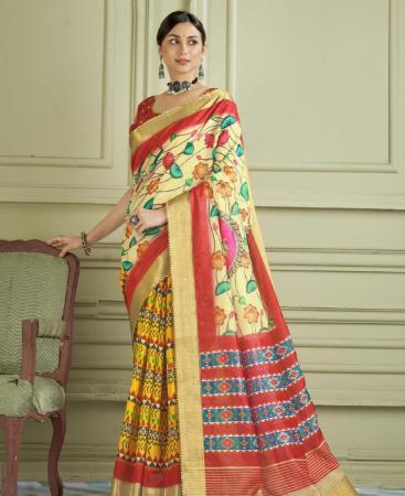 Picture of Excellent Multicolor Silk Saree