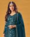 Picture of Well Formed Teal Blue Straight Cut Salwar Kameez