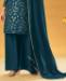 Picture of Well Formed Teal Blue Straight Cut Salwar Kameez