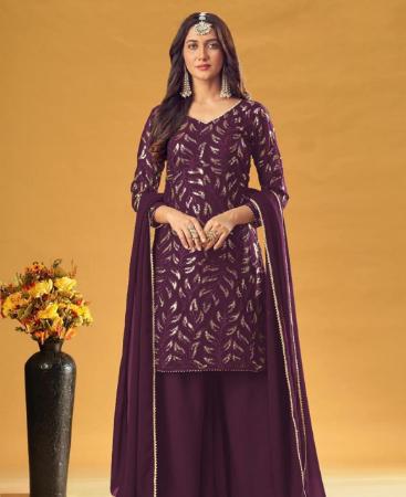 Picture of Ravishing Wine Straight Cut Salwar Kameez