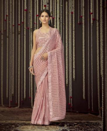 Picture of Shapely Baby Pink Designer Saree