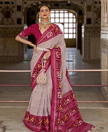 Picture of Taking Off White & Magenta Fashion Saree