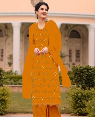 Picture of Superb Mustard Straight Cut Salwar Kameez