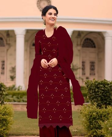 Picture of Enticing Maroon Straight Cut Salwar Kameez