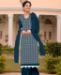 Picture of Well Formed Teal Blue Straight Cut Salwar Kameez