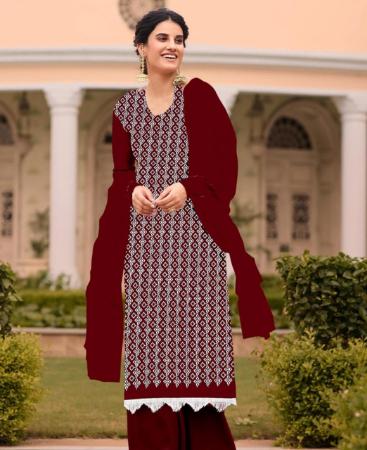 Picture of Shapely Maroon Straight Cut Salwar Kameez