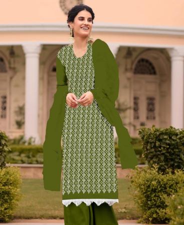 Picture of Lovely Mahendi Straight Cut Salwar Kameez