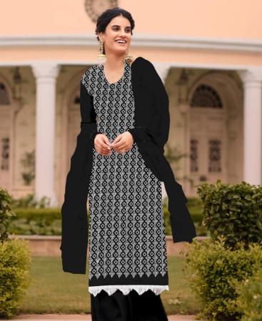 Picture of Pretty Black Straight Cut Salwar Kameez