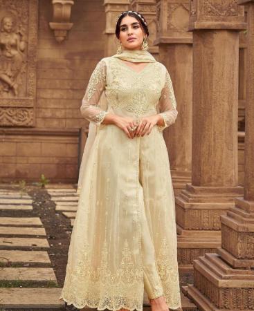 Picture of Sightly Cream Straight Cut Salwar Kameez