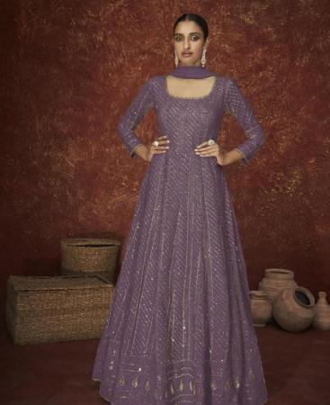 Picture of Resplendent Purple Anarkali Salwar Kameez