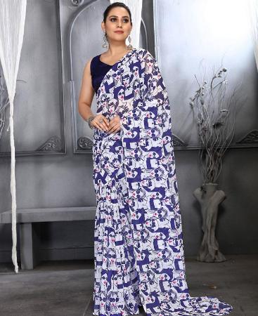 Picture of Charming Navy Blue Casual Saree