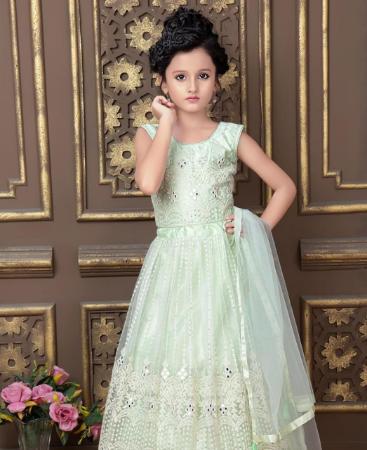 Picture of Beautiful Light Green Kids Lehenga Choli