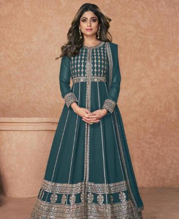 Picture of Splendid Teal Party Wear Salwar Kameez