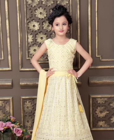 Picture of Sightly Yellow Kids Lehenga Choli