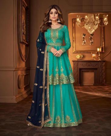 Picture of Beauteous Sea Green Bollywood Salwar Kameez